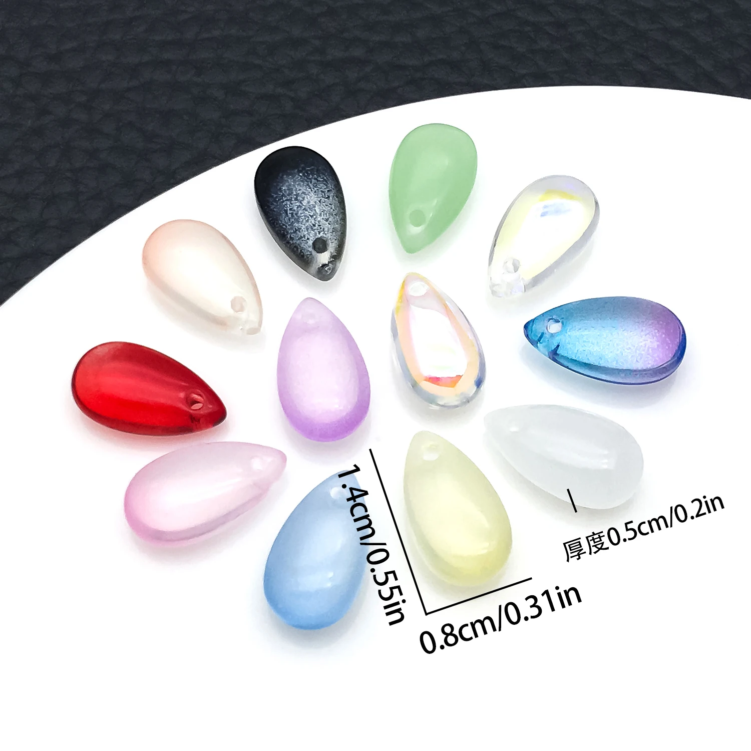 36pcs 8x14mm Glazed Glass Water Drop Series Charms Pendant Suitable DIY Making Necklace Earrings Bracelet Key Chain Accessories