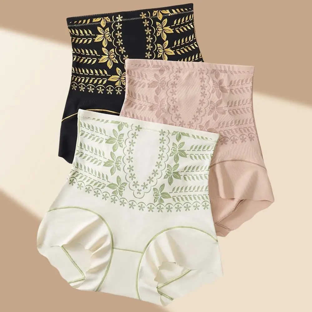 Послеродовой формирователь тела с высокой талией, хлопковые трусики с поясом в промежности, трусы с цветочным принтом, бесшовные трусы с подтяжкой живота