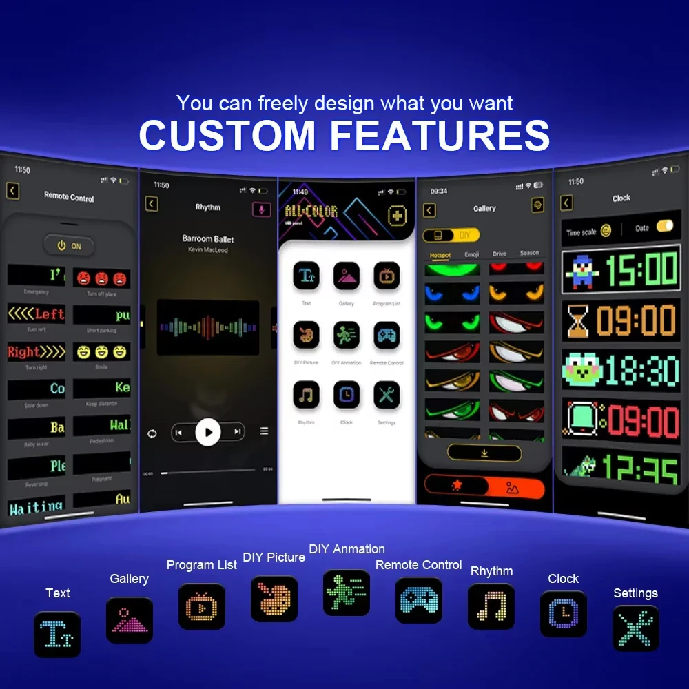 

2 in 1 LED Devil Eyes Light For Car Windshield Flexible LED Matrix Panel Car Sign With Bluetooth APP/Remote Control Programmable