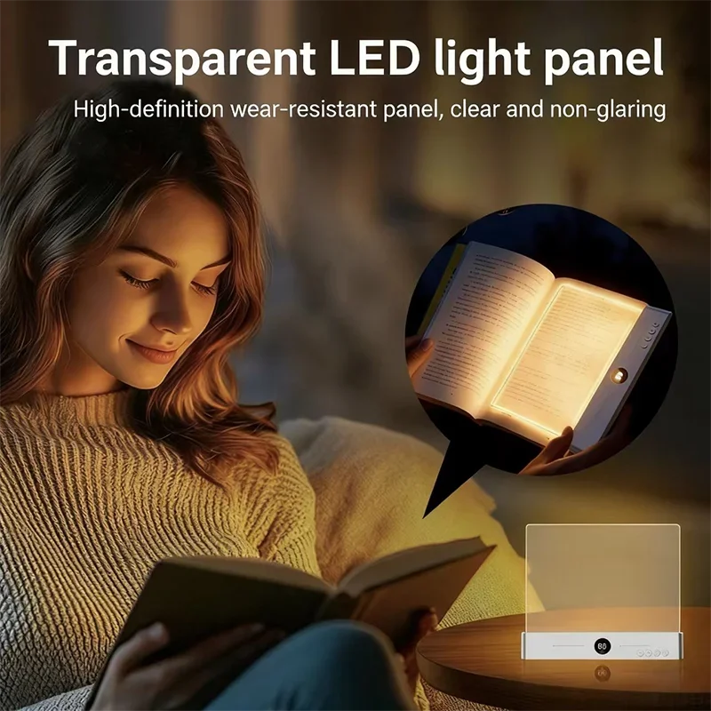 LED Smart Flat Panel Book Light Rechargeable Eye Protection Night Reading Reading Lamp For Students Indoor Use 2In1 Night Light