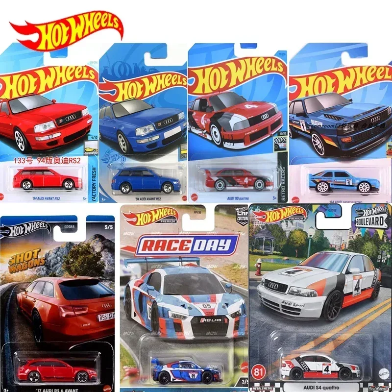 Original Hot Wheels Premium Car Toys for Boys 1/64 Diecast 94 Audi Avant 84 Audi 90 Quattro S4 Quattro R8 Sport Collection Gift