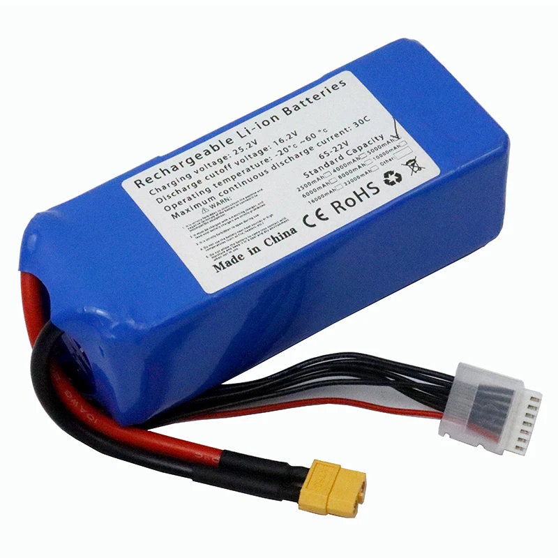 6S lithium battery, 22V 5Ah 30C discharge, suitable for drones, children's toy airplanes, fixed-wing aircraft, FPV racing drones