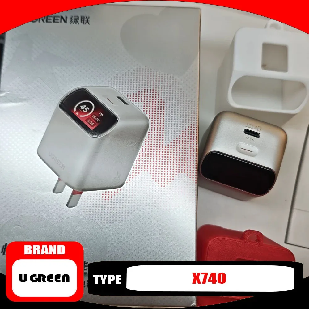 UGREEN X740 45W GaN Charger Smart Display USB-C Fast Charger 45° Angled TFT Screen PD3.0 PPS Foldable Plu Durable Mini