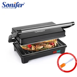 BBQ Electric Contact Grill Griddle And Panini Press Kitchen Barbecue Griddle Smokeless Baking Opens 180 Degree Barbecue Sonifer