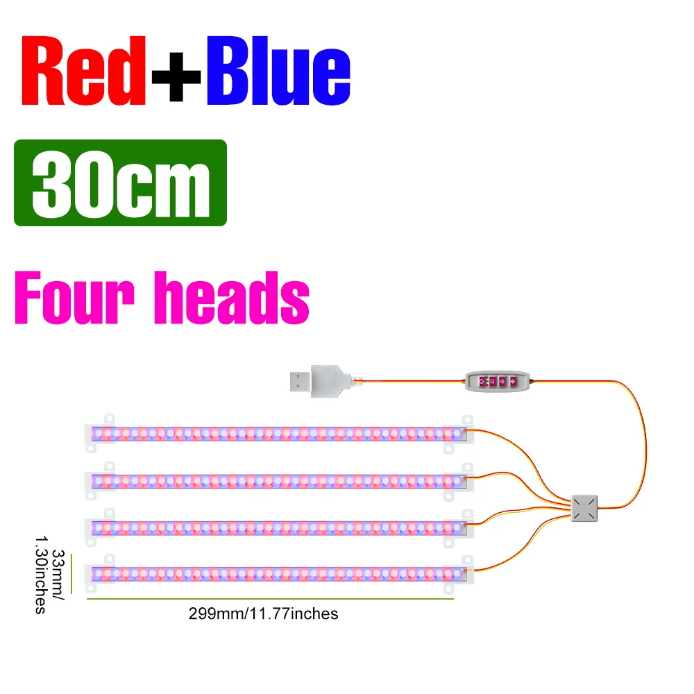 LED Plant Grow Light Bar Volledige Spectrum USB Indoor Ingemaakte Vullamp 5V Dimbare Succulente Zaaien Bloem Cactus Cultiveren lampen