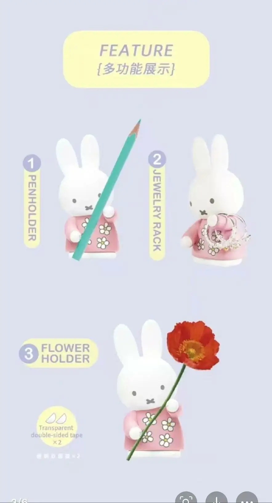 Rak Penyimpanan Miffy Kawaii Baru Rak Penyimpanan Ornamen Boneka Seri Mainan Boneka