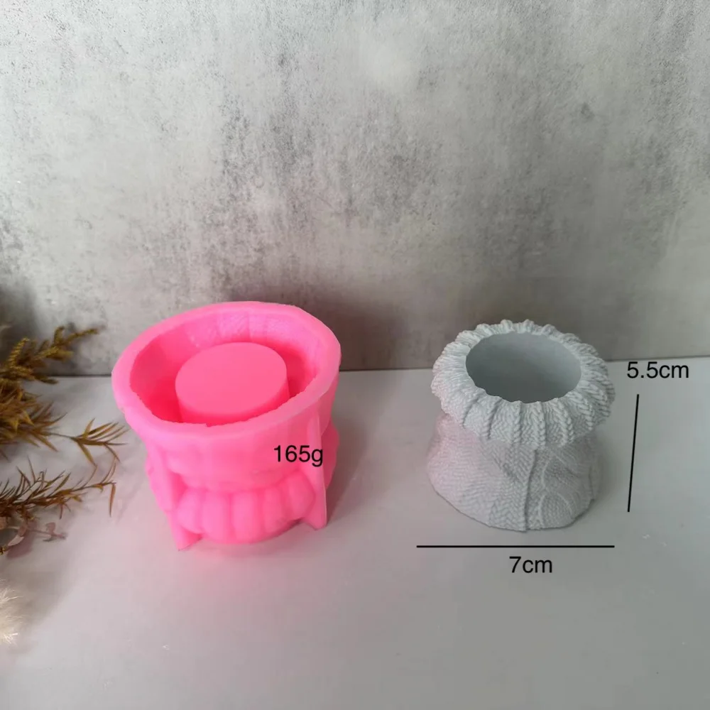 Flower Pot Silicone Mold DIY Wool Woven Bag Vase Candle Jar Holder Plaster Concrete Epoxy Resin Casting Storage Molds Home Decor