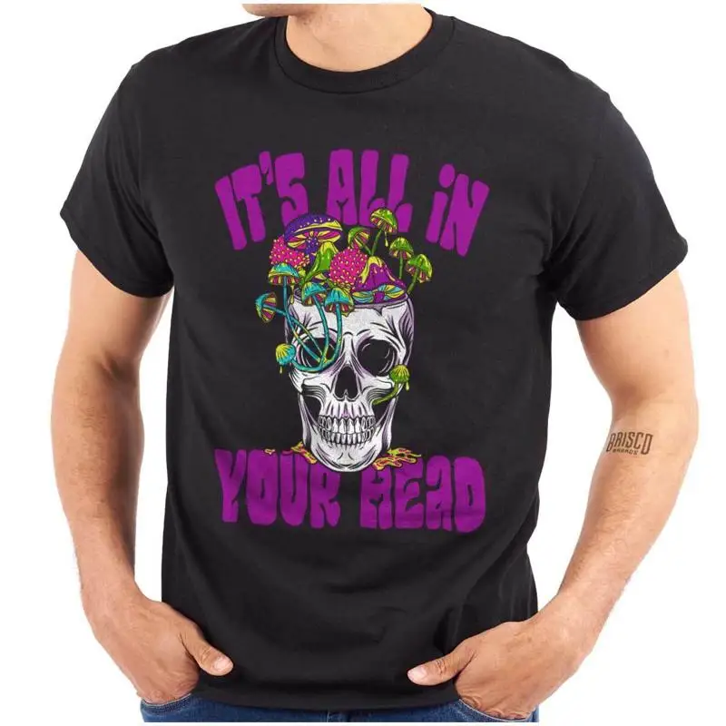 

Creepy Mushroom Skull Its All In Your Head Womens or Mens Crewneck T Shirt Tee