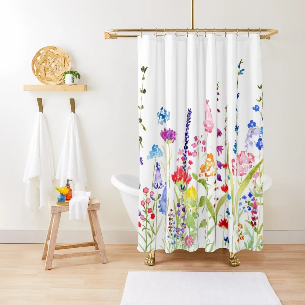 

colorful wild flower field Shower Curtain For Bathroom Shower Shower Bath Curtain