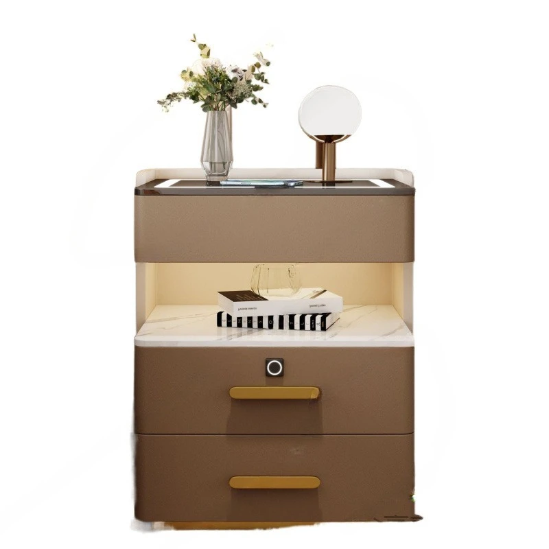 

Modern, simple, smart, bedside table, light luxury, multi-functional, solid wood, cat claw skin