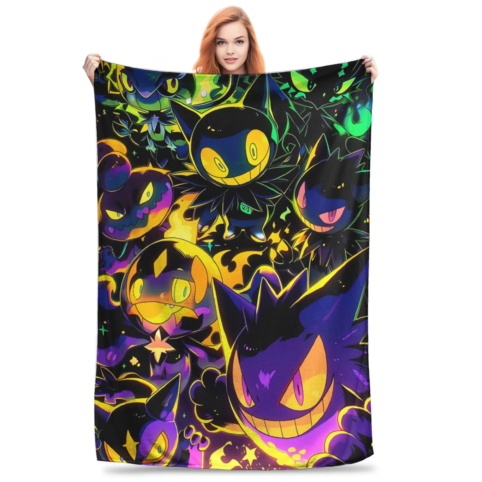 1PC home Cutecore Pokemons Theme Anime Gengar  Blanket Super Cosy Plush Home Living Room Sofa halloween