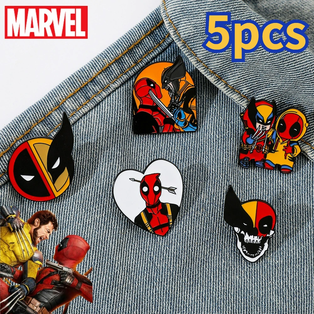 1set neuer Film Deadpool & Vielfraß Anime Cartoon Brosche kreative niedliche Emaille Pin Metall Abzeichen Kleidung Rucksack Zubehör