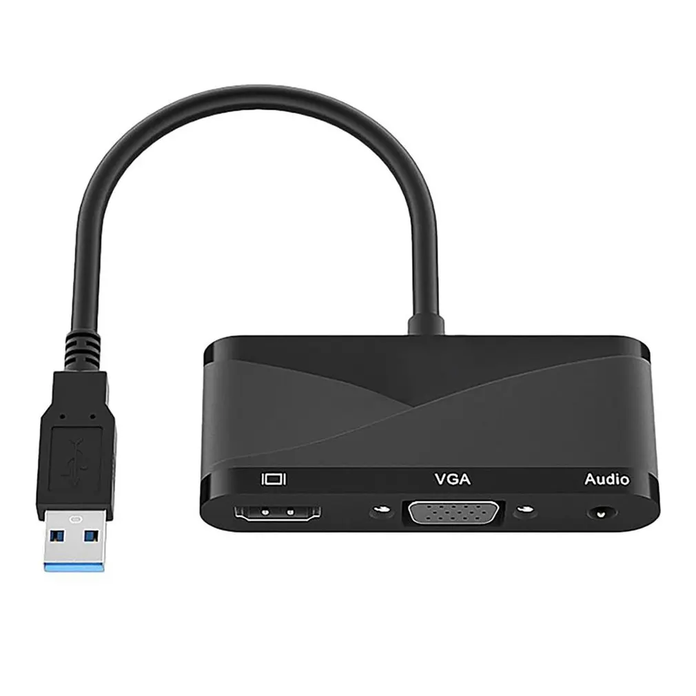 Hot 3 in 1 USB 3.0 To HDMI-compatible VGA Hub With 3.5 Adapter Audio Connector for Mac Air Pro Huawei Mate10 Samsung S8 Plus