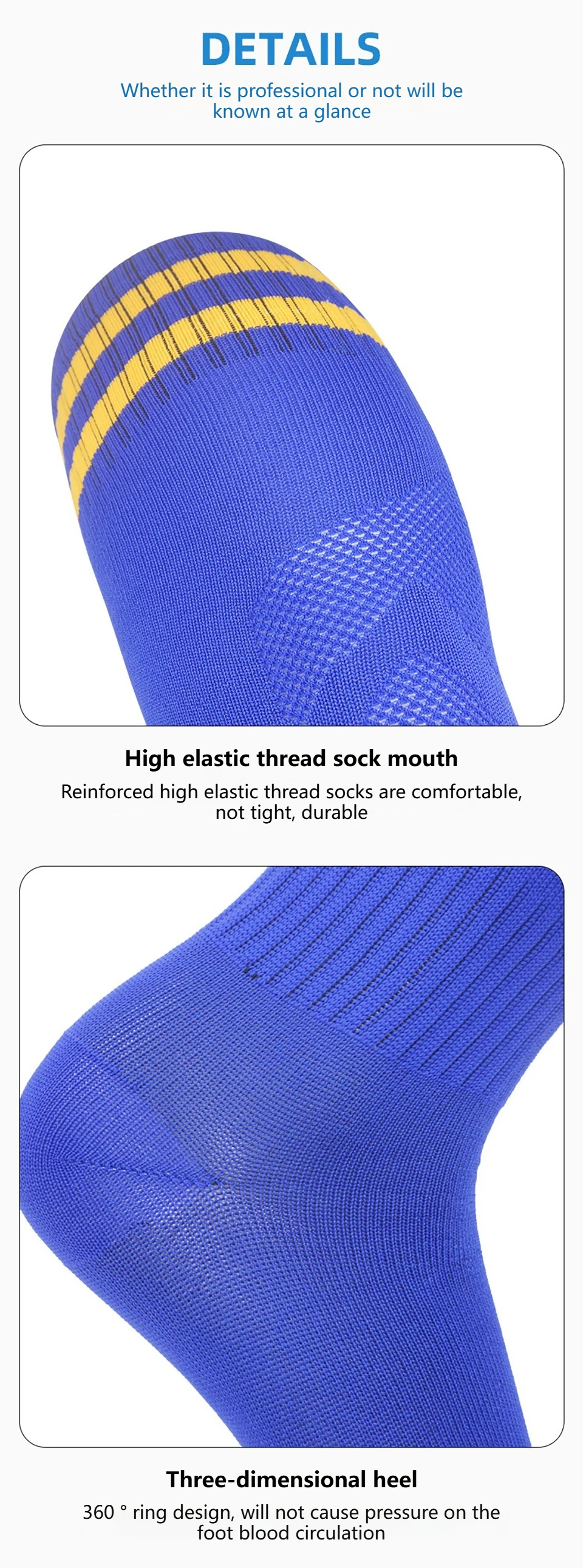 Loogdeel Fußballsocken, lange Röhrensocken aus Baumwolle für Erwachsene und Kinder, Leggings, Strümpfe, rutschfeste Fußball-, Baseball-, Lauf- und Sportsocken – Detail 6