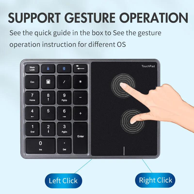 Dual Mode Pocket Numeric Keyboard Bluetooth 2.4G Touchpad Type-C Rechargeable Keypad For Financial Accounting Business Office