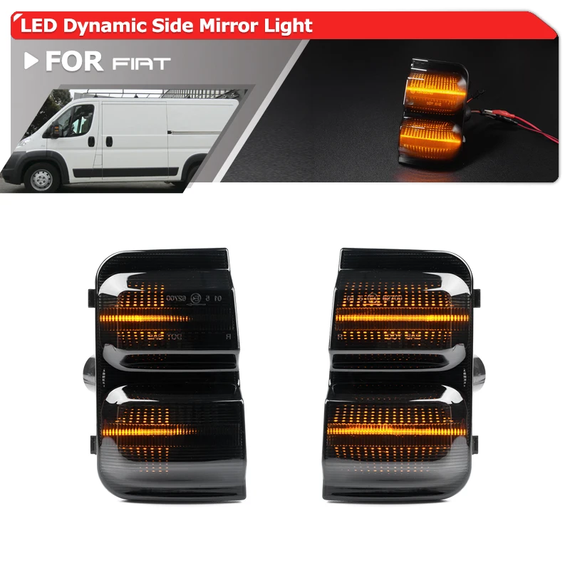 Pair Smoked LED Rearview Side Mirror Dynamic Turn Signal Lights For Fiat Ducato III Citroen Jumper Reply Peugeot Boxer Movano C