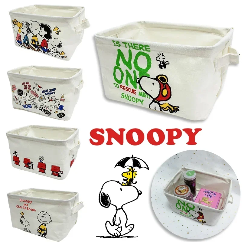 

Snoopy Storage Basket Canvas Desktop Sundries Toy Makeup Underwear Cartoon Foldable Basket Kids Cute Snacks Stationery Organizer