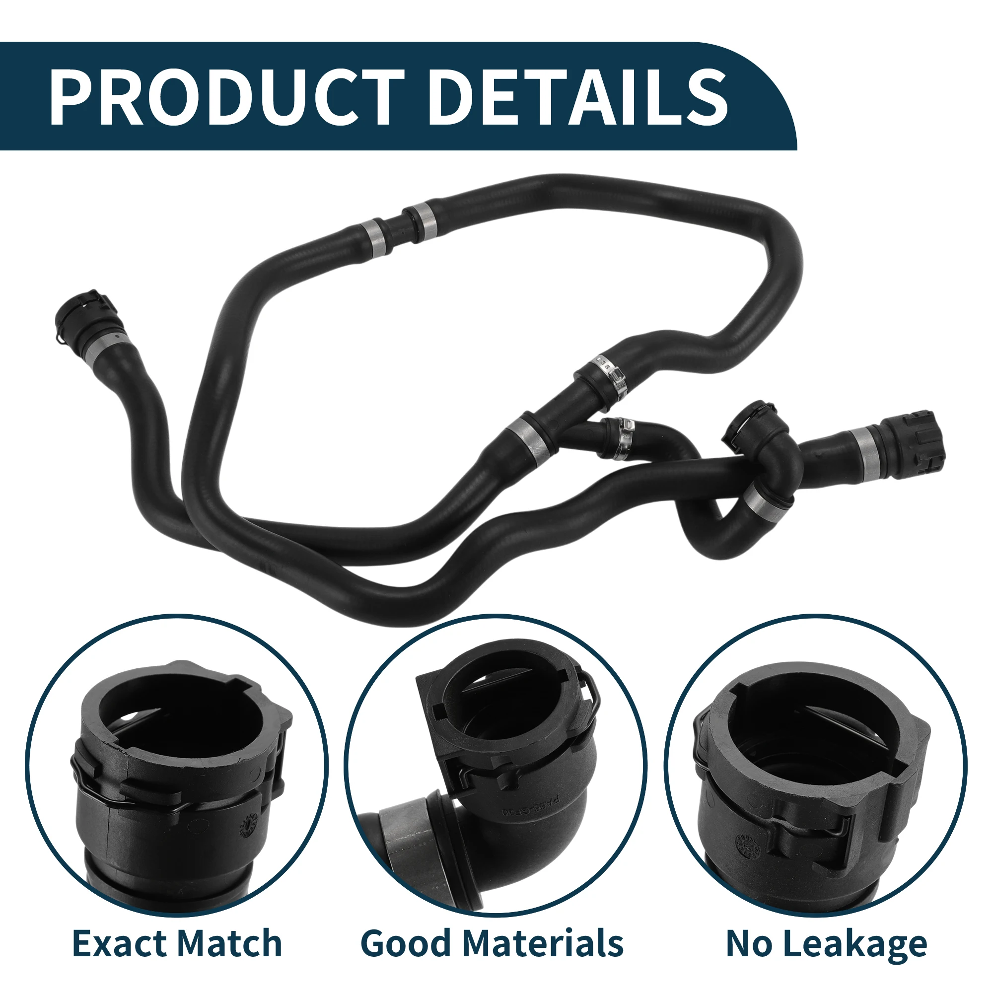 Motoforti Manguera de radiador Manguera de calentador No.17127524841 para BMW Serie 7 03-08 Tubo de refrigerante de goma Negro 1 pieza