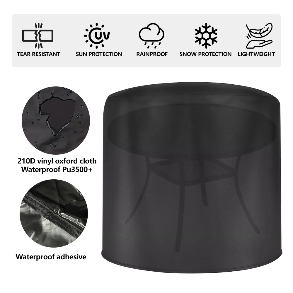 Round Outdoor Waterproof BBQ Grill Cover 210D  Oven Hood Dust Cover Furniture Cloth Cover Sunscreen Rain and Snow Chair Cover