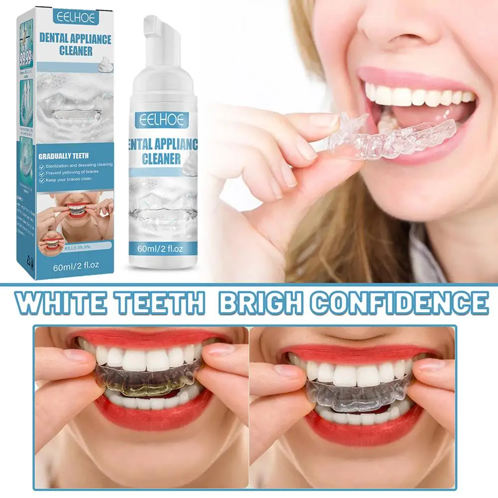 60ml Dental Braces Foam Cleaner Clean Powerful Tooth Oral Antibacterial Reduces Decay Breath K3y1