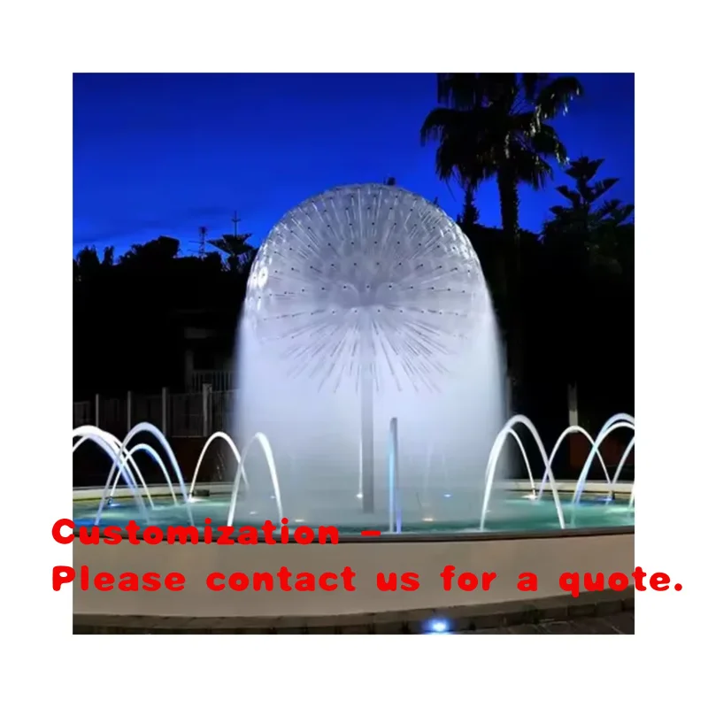 custom.1m Size 304 Stainless Steel Outdoor Dandelion Fountain with Ball Nozzles and Lights Parks