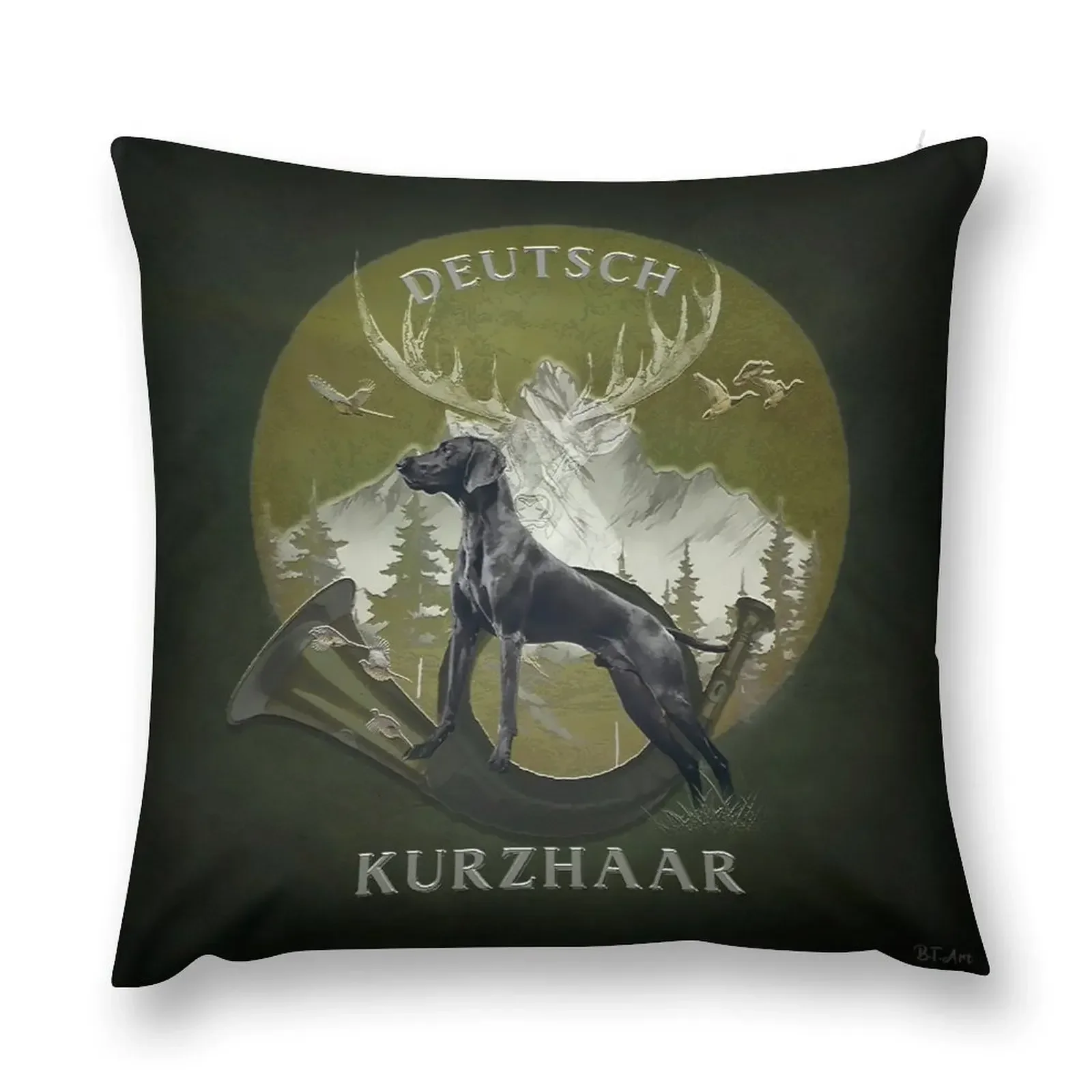 German Shorthaired Pointer , Hunting logo Throw Pillow christmas supplies anime girl pillow