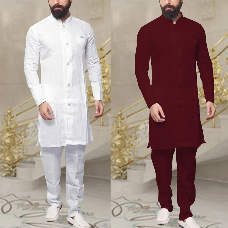 مسلم بوسانا الباكستانية العربية جامايكا ذكر طول خط الألوان الصلبة الملابس الإسلامية المغرب جديد 2024 كم طويل MN3