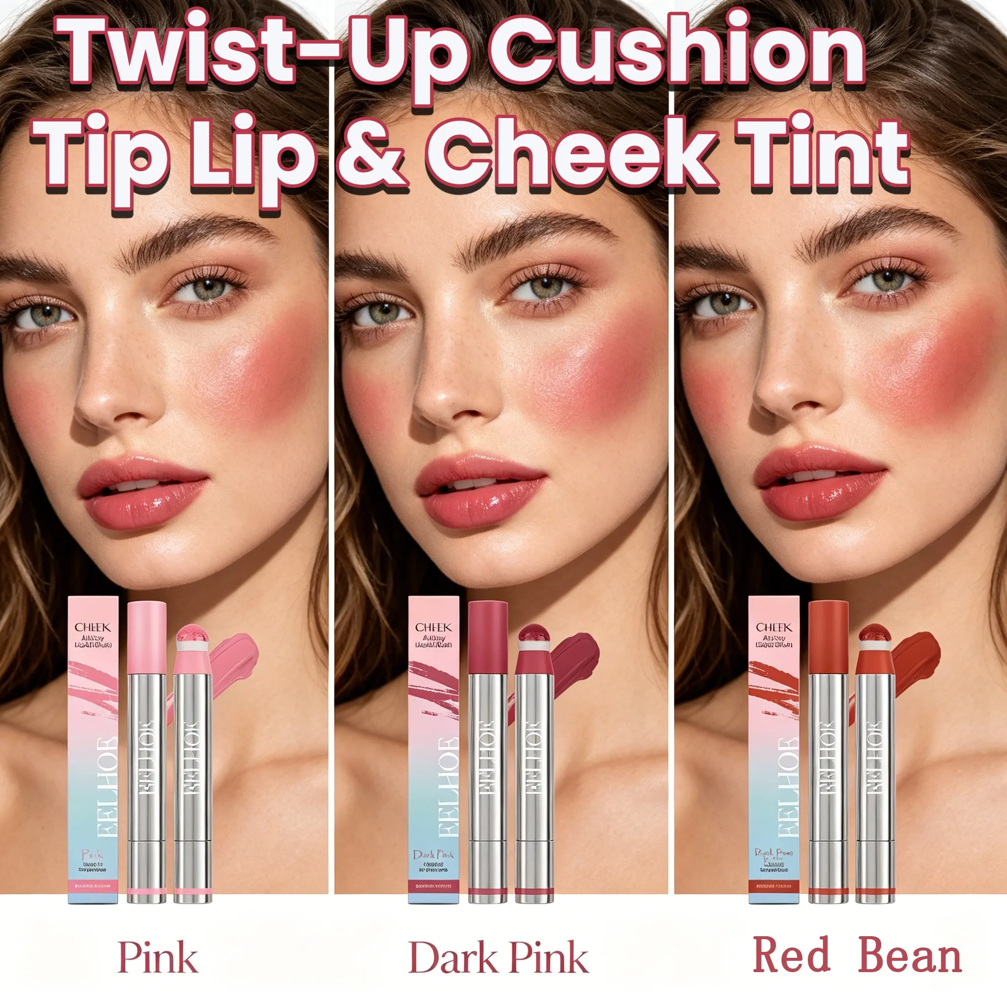 Twist-Up Liquid Blush Lip Tint 2-in-1 Lip and Cheek Stain Smudge-proof Lightweight Smudge-Proof Liquid Cheek Tint Non-sticky Drying With Soft Cushion Applicator Long-Wearing Seamless Blend Lip Blush Hydrating On-the-Go Multi-Use Makeup Wand
