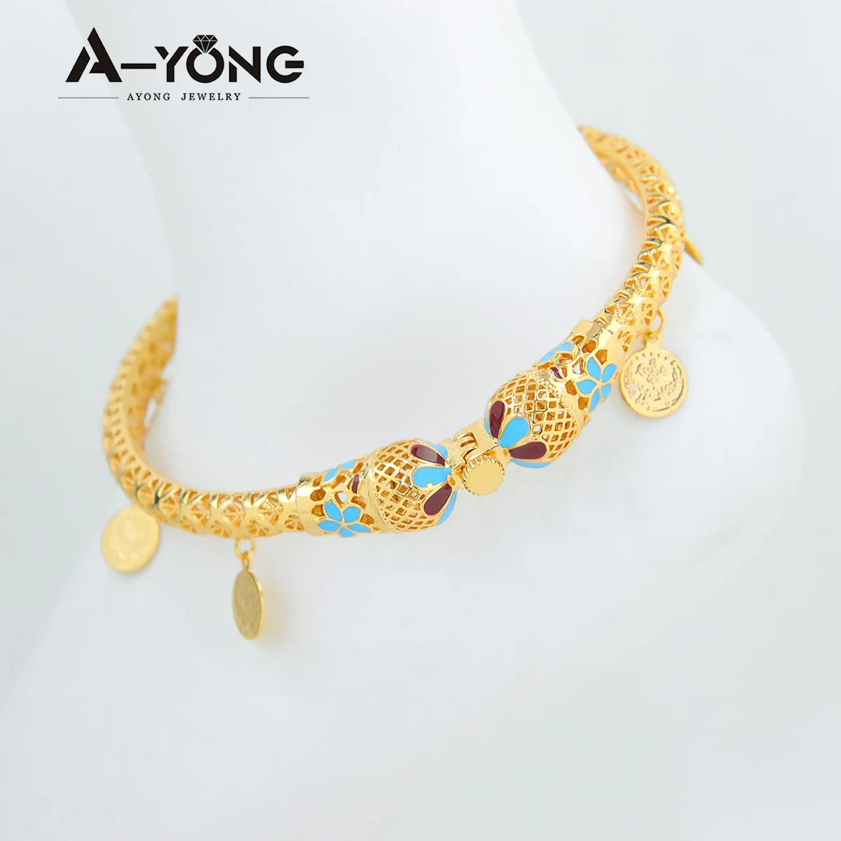 

Dubai Gold Color Ankle Bracelet 21k Gold Plated Turkish Arab Coins Foot Bangles for Womens Mens Fashion Vintage Jewelry Gifts