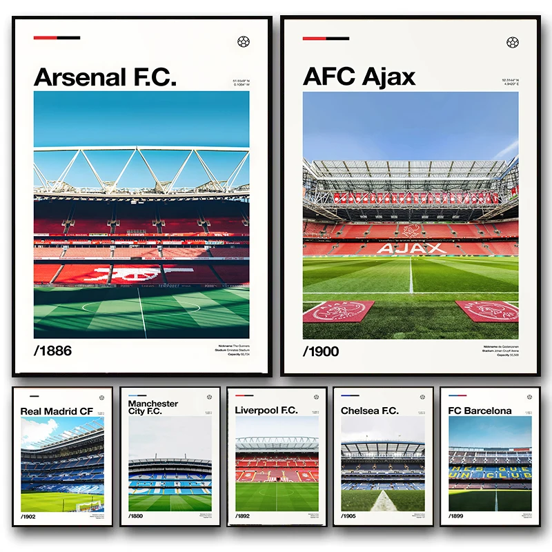 Football Poster Clubs Playing Field Liverpool Poster Print Canvas Pictures Home for Living Room Bedroom Modern Wall Room Decor