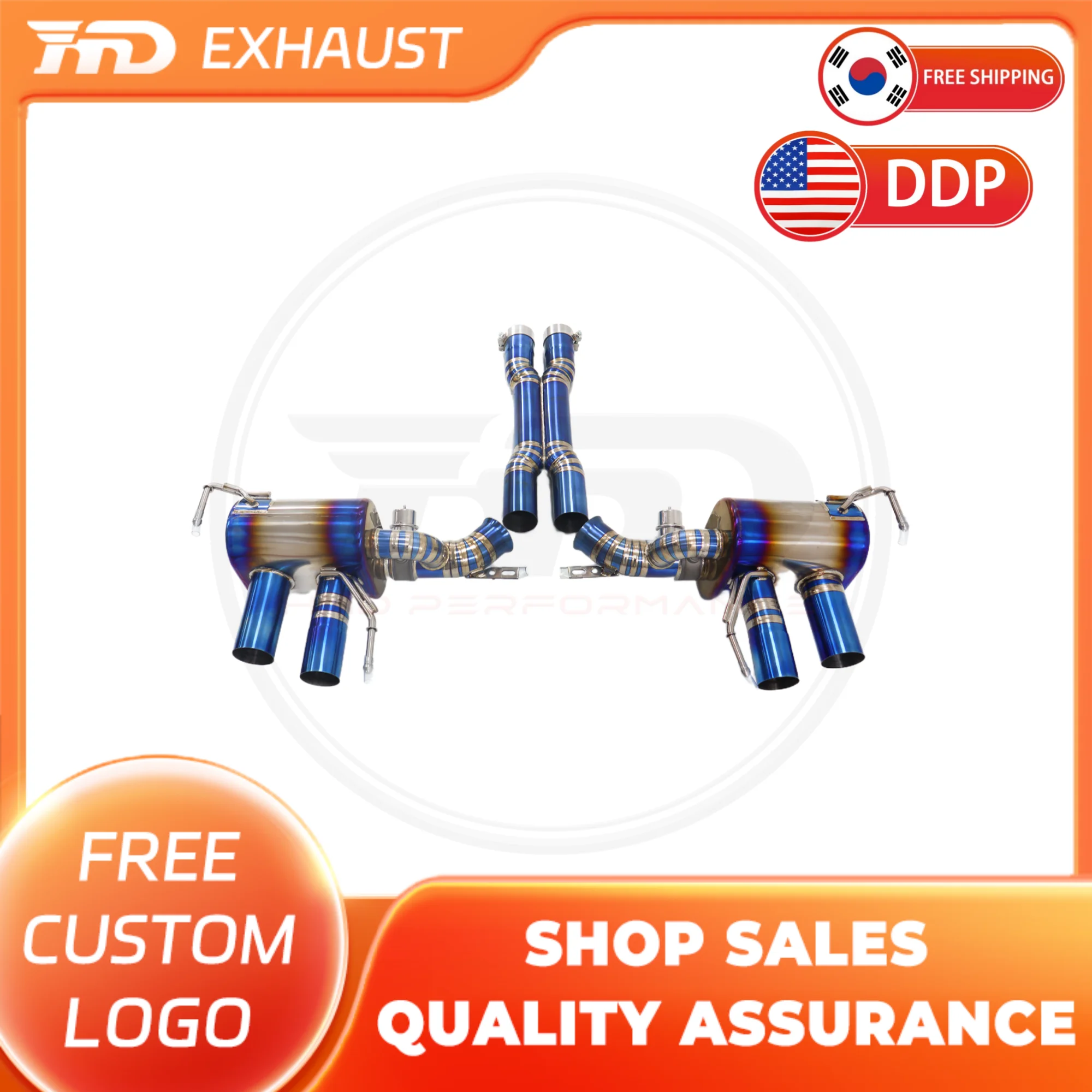 

HMD Hot sale Titanium Exhaust System Performance Catback exhaust for Ferrari FF 6.2L X Pipe with Muffler valve