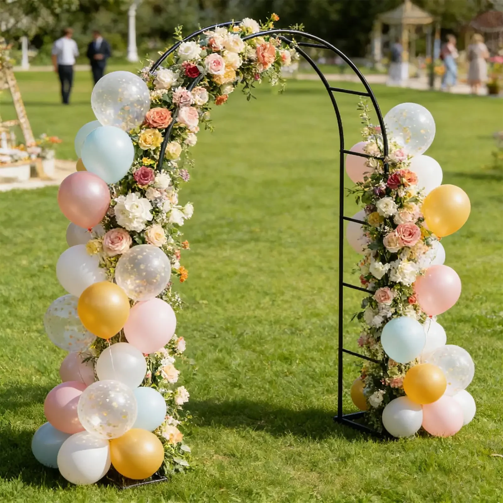 Metal Garden Arch Iron Metal Heavy-Duty Backdrop Arch Trellis Climbing Plants for Lawn Yard Backyard Wedding Engagement