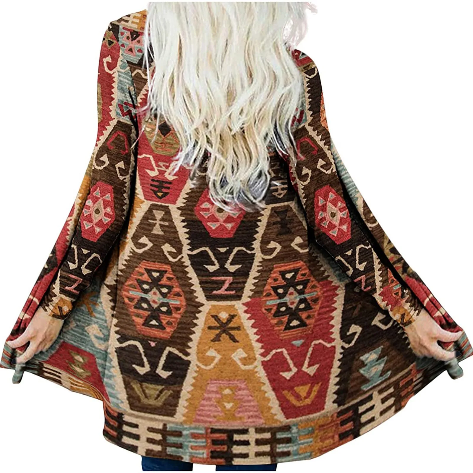 

Повседневный кардиган средней длины с принтом, свободный крой, А-силуэт, с длинными рукавами, с рисунком медведя/свиньи/животных, для весны/осени