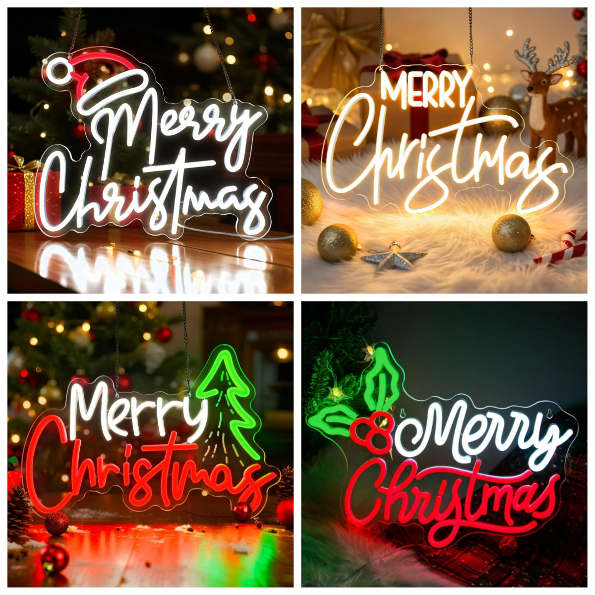 Merry Christmas Santa Hat Neon Sign USB Dimmable LED Lights For Home Window Xmas Party Holiday Gathering Venue Wall Decor Gift