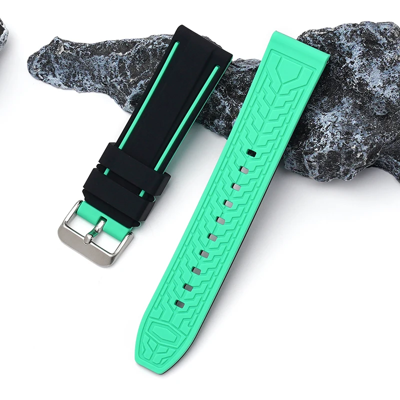 22mm Double Color Silicone Strap for Blancpain X Swatch Men Women Diving Sport Waterproof Rubber Replace Watch Band with tools