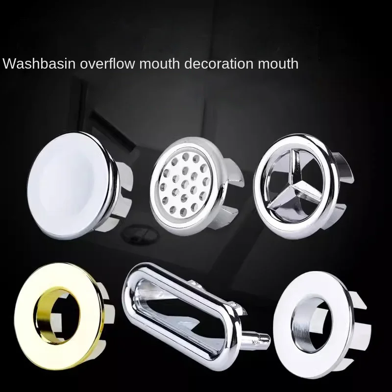 Basin Sink Round Overflow Cover Ring Insert Replacement Tidy Chrome Trim Bathroom Countertop Basin Overflow Hole Plug