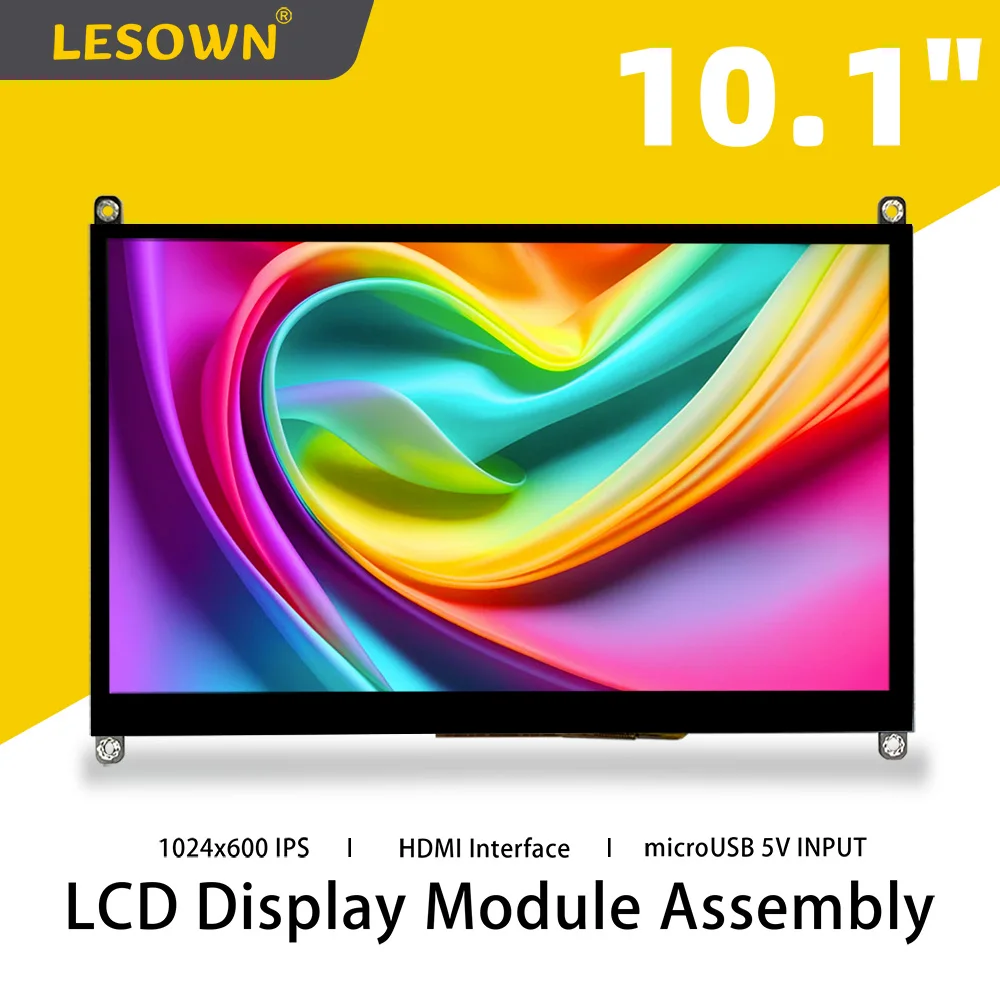 

LESOWN 10.1 Inch HDMI Display 1024x600 Capacitive Touch Panel Extended Screen Raspberry Pi Monitor for Windows mac OS PC