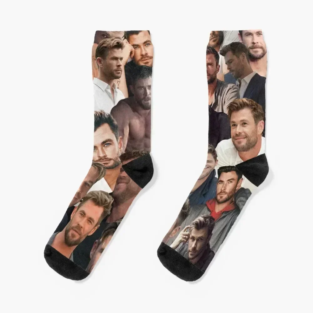 Chris Hemsworth photo collage Socks Antiskid soccer New year's Socks For Man Women's