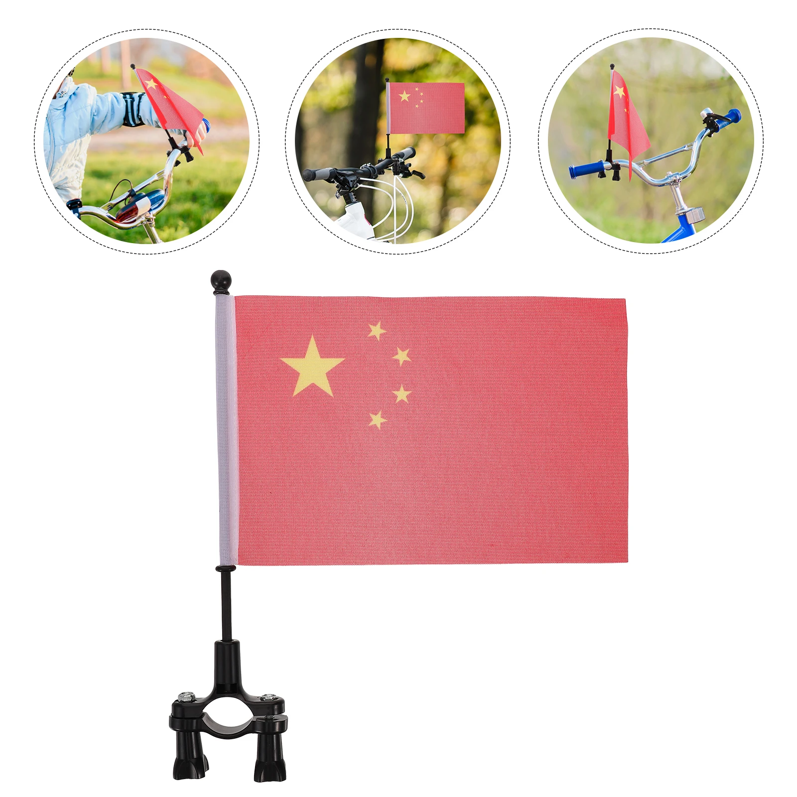 2Pcs Bright Color Bike Flag With Pole Durable Bicycle Handlebar Flag Stable Practical For Pet Watering Tool