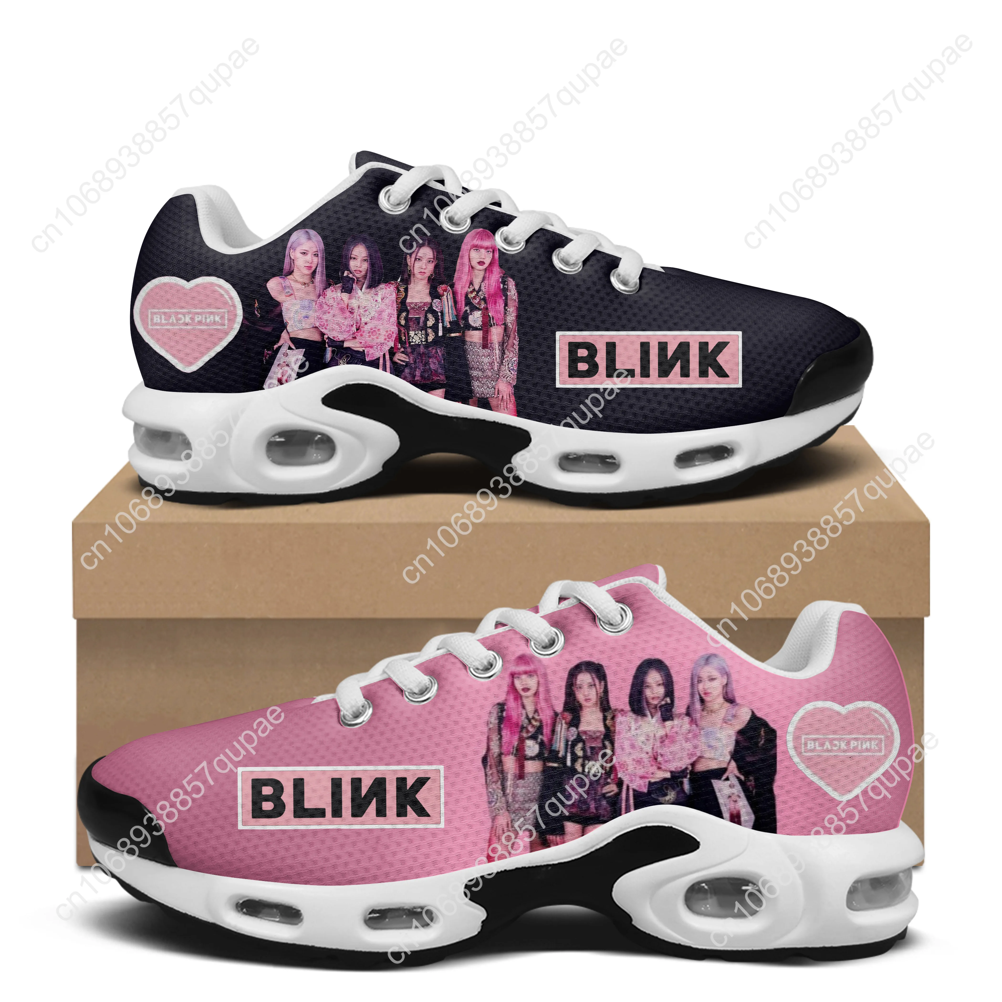 

Black Air Cushion Sneakers Pink Kpop Bp Mens Womens Teenager Lightweight Sports Shoes High Quality Custom Leisure Mesh Sneaker