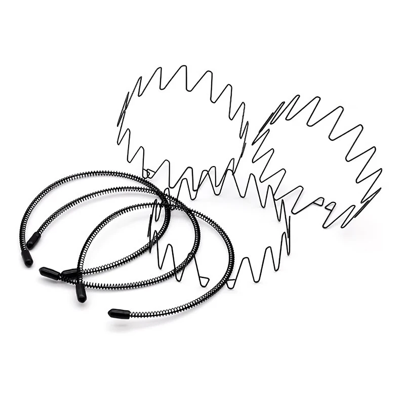 Metal Hair Band For Men Women Headband Unisex Black Wavy Spring Sports Headbands Hoop Clips Simple Women Accessories