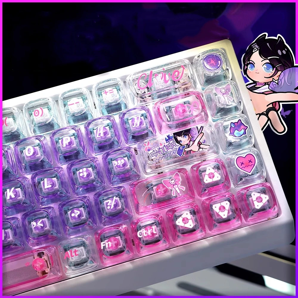 135 teclas/conjunto VALORANT Clove 2.0 Keycaps Flash Rosa PC Transparente Key Caps MOA Perfil Backlit Keycap Para 60/68/87/Made68