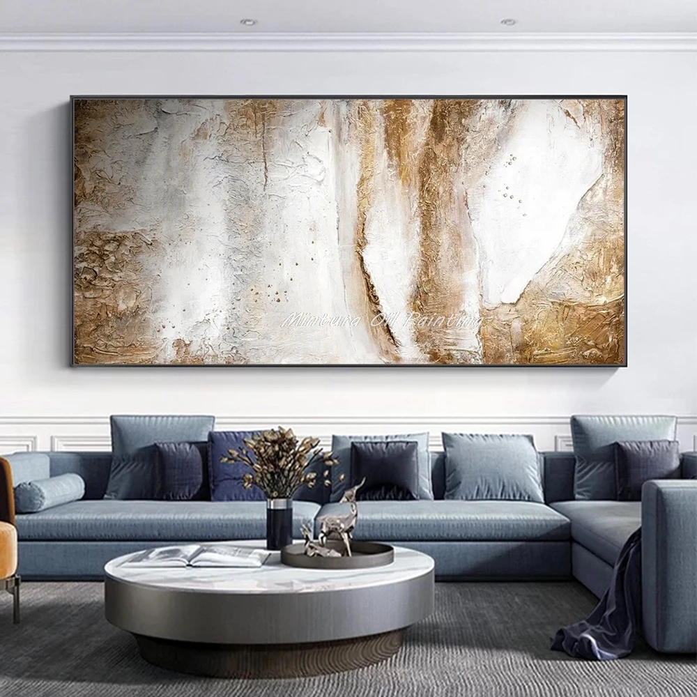 

Mintura Nordic Abstract Gold Texture Wall Posters Home Decor Picture Handmade Canvas Oil Paintings Hanging Image For Living Room