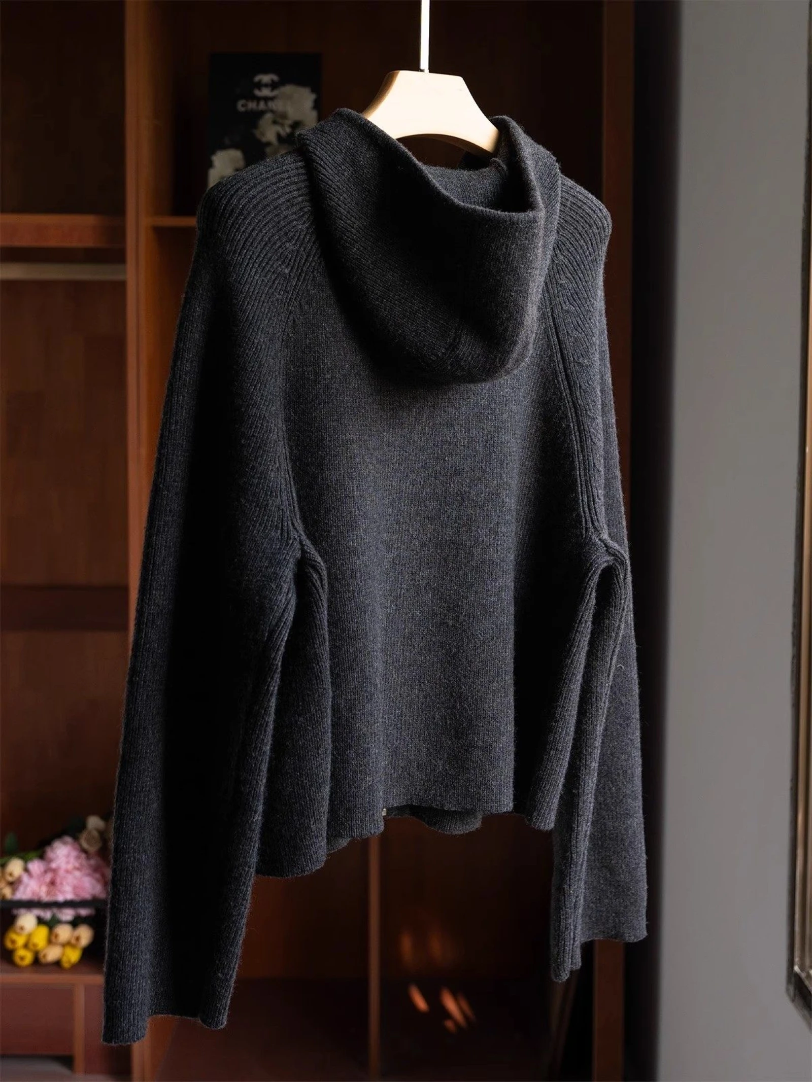 XIMIAN APPAREL 2026 YAZHIMEI cosmod spring new style of women's casual Standard dark grey hooded knitted cardigan