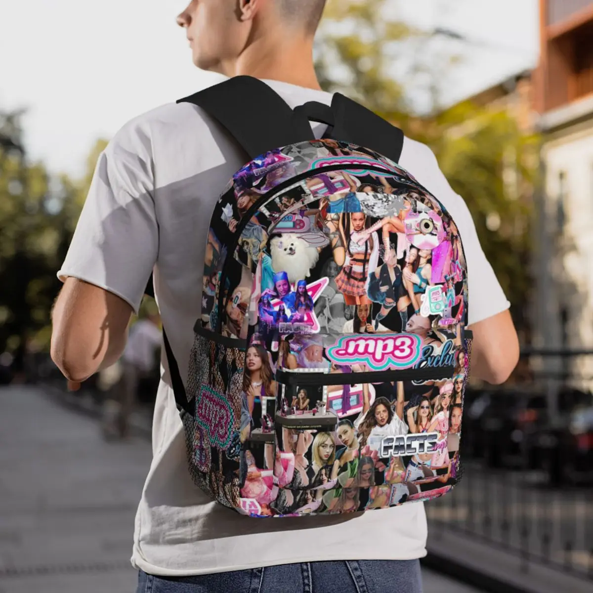MP3 エミリア・メルネス学生バックパックスクールバッグハイキング旅行デイパック男性女性ファッションランドセルショルダーバッグ