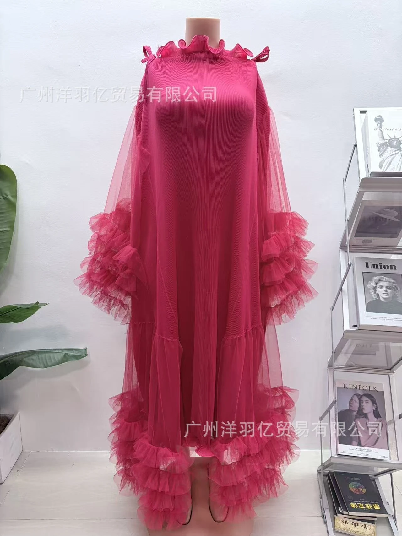 ANLAN Pleated Long Sleeves Photo Shoot Wedding Dress/Tulle Gown/Maternity Dress/Baby Shower Dress/Photography Dress 1AN5276 view 4