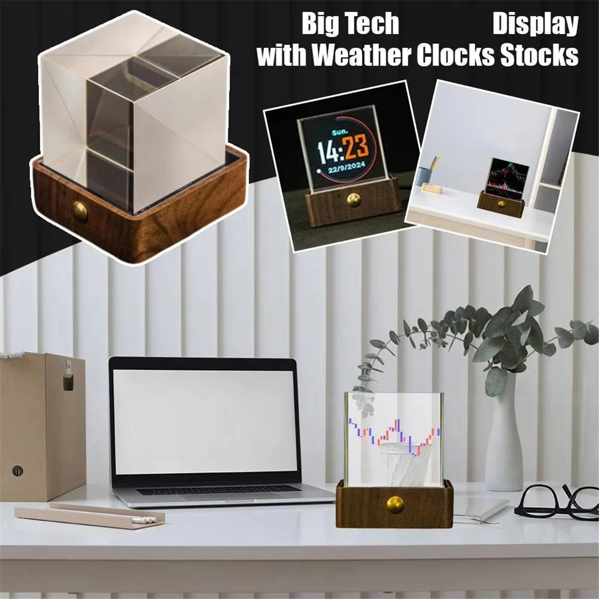 

A14M Bitcoin Stock Ticker Monitor Digital Display Clock Weather Temperature Humidity Personalized Picture Playback