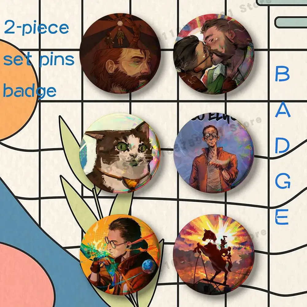 Disco Elysium Brooches for Backpack Accessories 25 32 44 58 75mm Round 2-piece set Free Mix