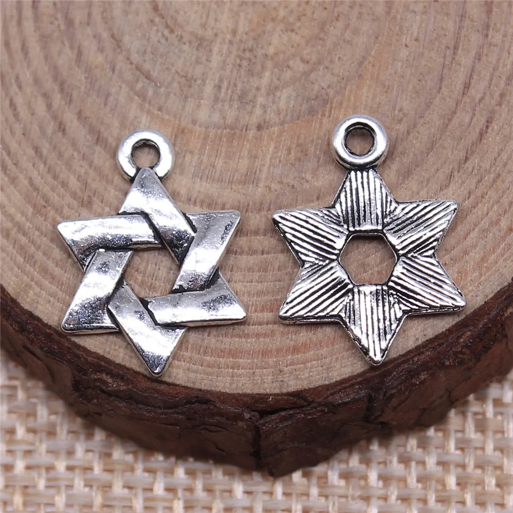 10pcs 17x14mm Antique Silver Color Star Of David Charms Pendant DIY Jewelry Accessories