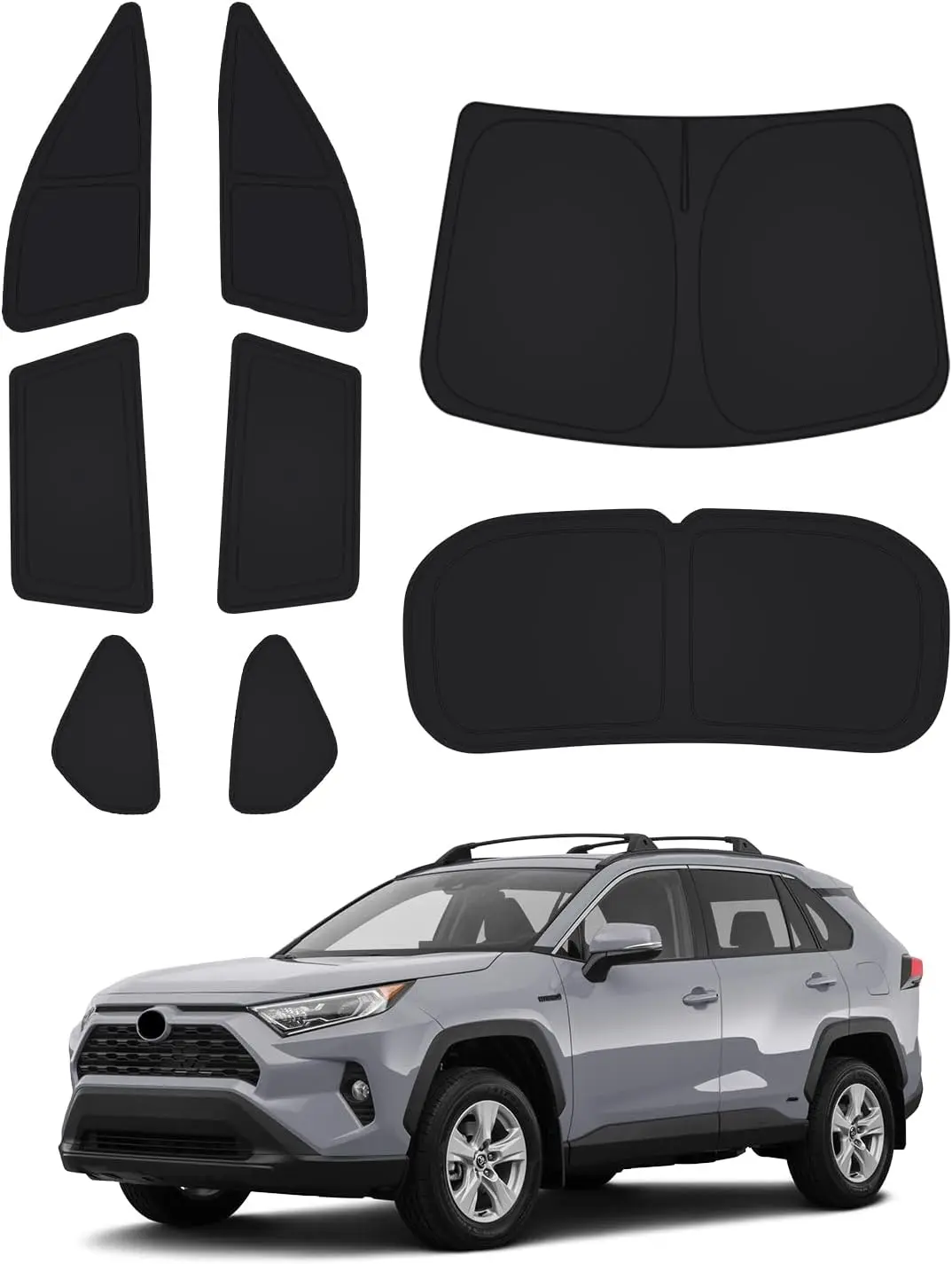 

Universal Car Window Shades for Toyota RAV4 2019-2025, Sun Protection Privacy Covers Black 8PCS